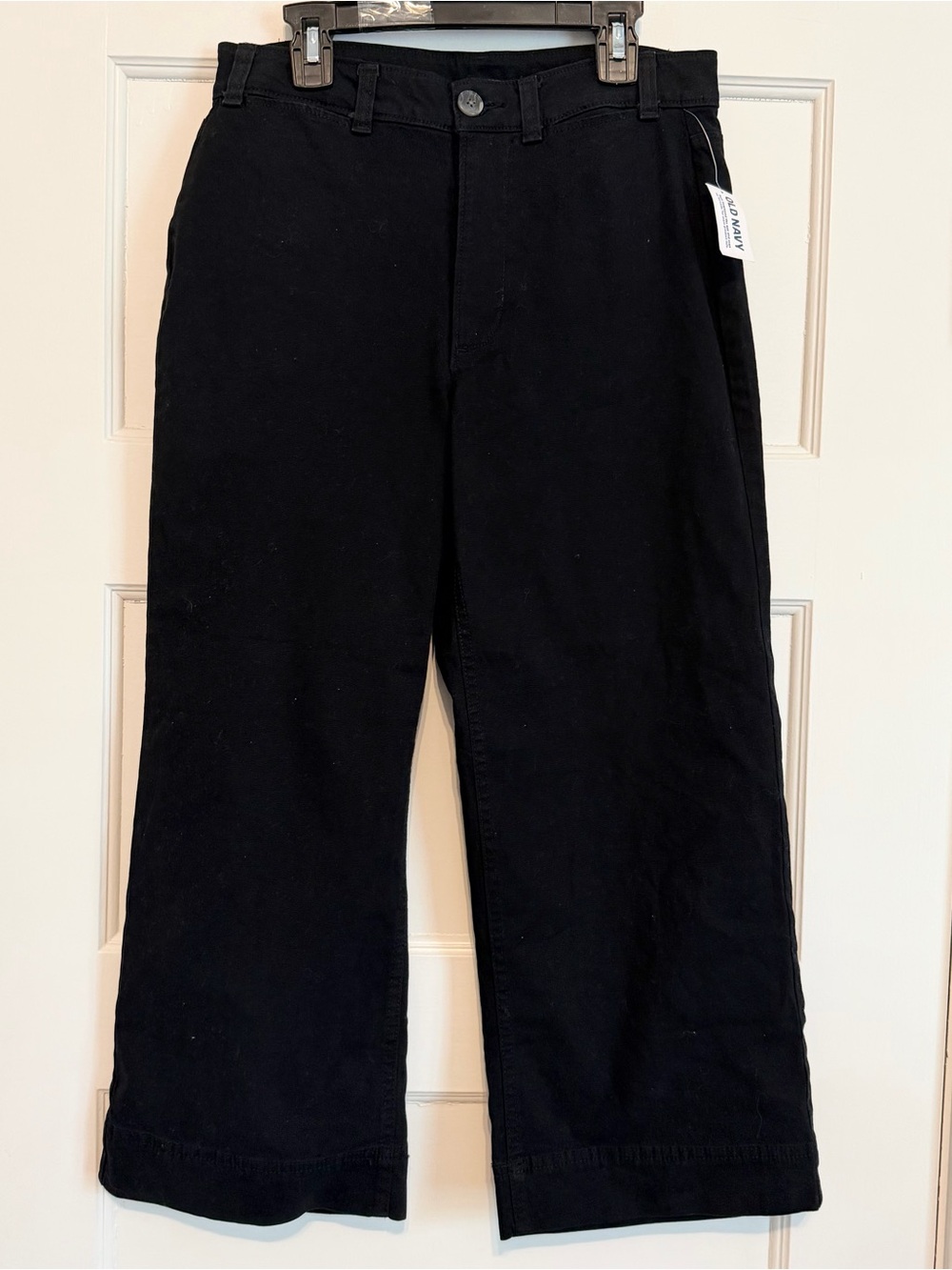 NWT Old Navy High Rise Wide Leg Pants Womens 4 Petite Black Stretch Cropped
